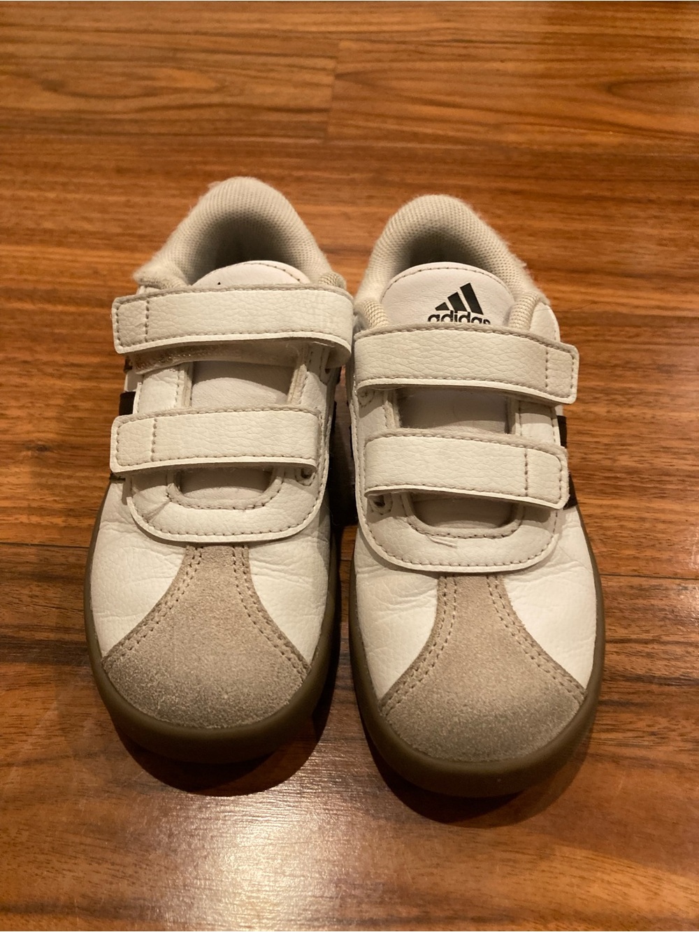 Adidas toddler White and Black Sneakers SZ 10K With Brown Sole